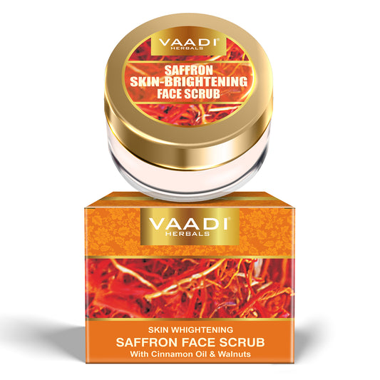 SAFFRON SKIN WHITENING FACE SCRUB WITH CINNAMON OIL & WALNUTS  (25 gms/0.9 oz)
