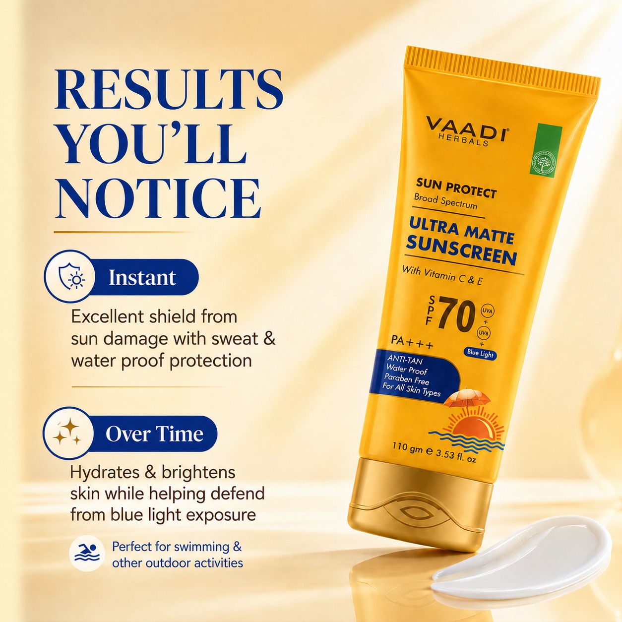 Organics Ultra Matte Sunscreen SPF 70 With Vitamin C & E (110 gms/ 4 fl oz)