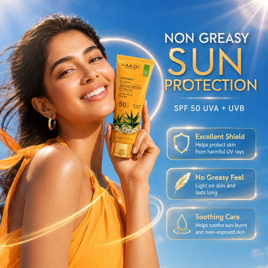 Sunscreen Lotion SPF 50 with Aloe Vera & Chamomile - Non Greasy Long Lasting Soothes Burnt Skin (110 ml/ 4 fl oz)