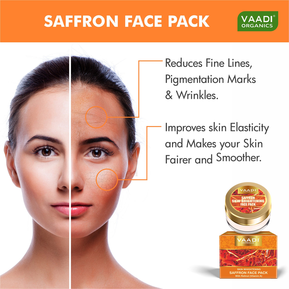 SAFFRON SKIN WHITENING FACE PACK WITH RETINOL (VITAMIN A) (35 gms/1.24 oz)
