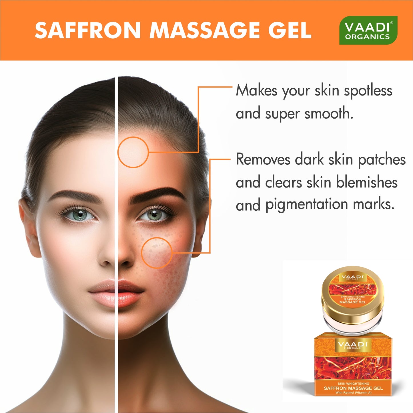 SKIN WHITENING SAFFRON MASSAGE GEL WITH RETINOL (VITAMIN A)(25 Gms)