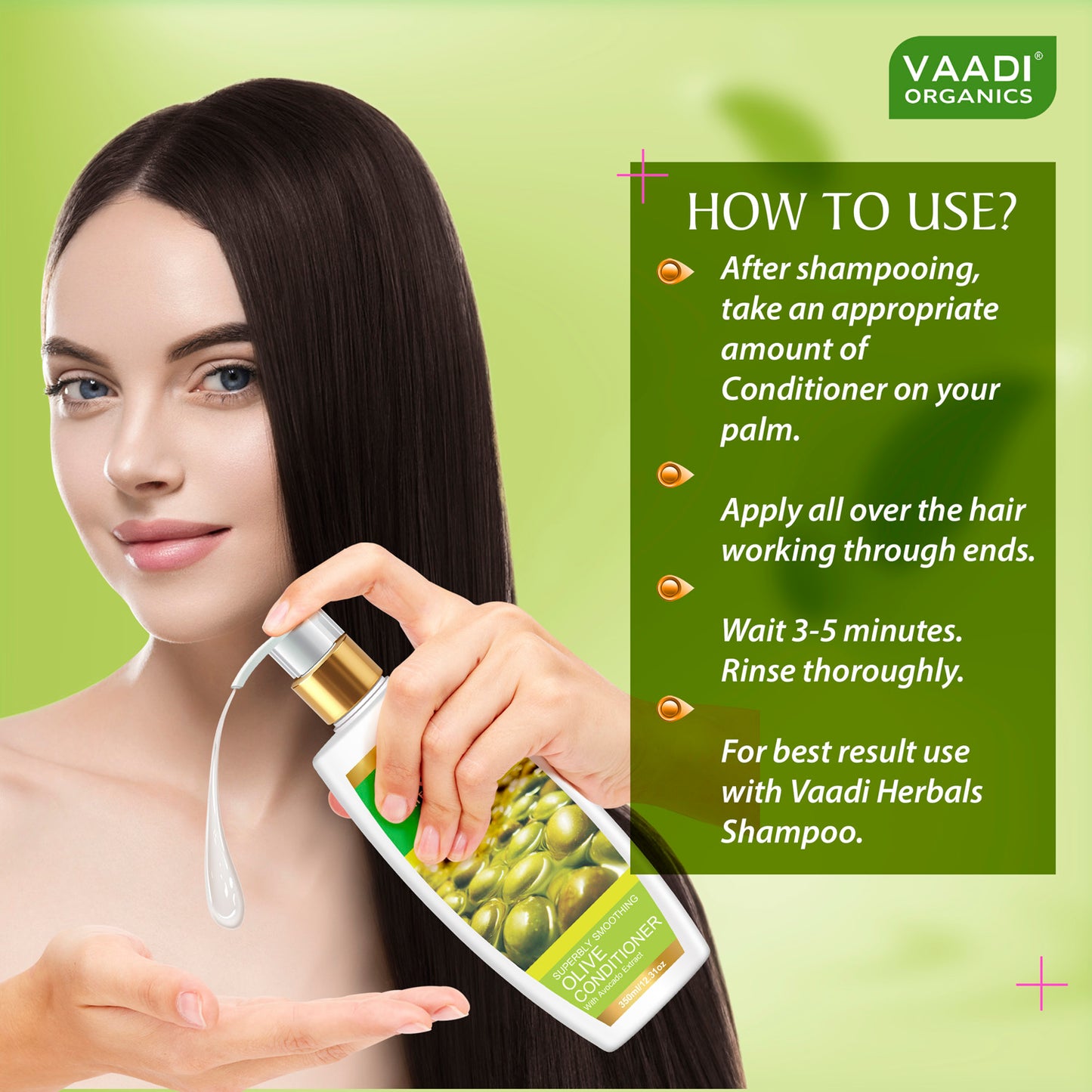 Multi Vitamin  Rich Olive Conditioner with Avocado Extract - Makes Hair Lustrous Adds Bounce to Hair (350 ml/ 12 fl oz)