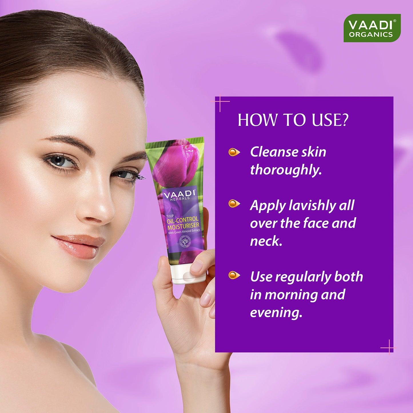 Tulip Oil Control Moisturiser with Green Almond Extract - Keeps Skin Oil Free Makes Skin Feathery Soft (60 ml/ 2.1 fl oz)