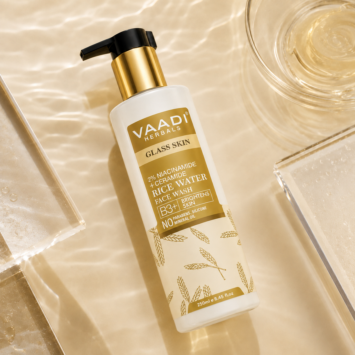 2% Niacinamide + Ceramide Rice Water Face Wash | B3+ | Brightens Skin|Glass Skin Look| Hydrating (250 ml / 8.5 fl oz)