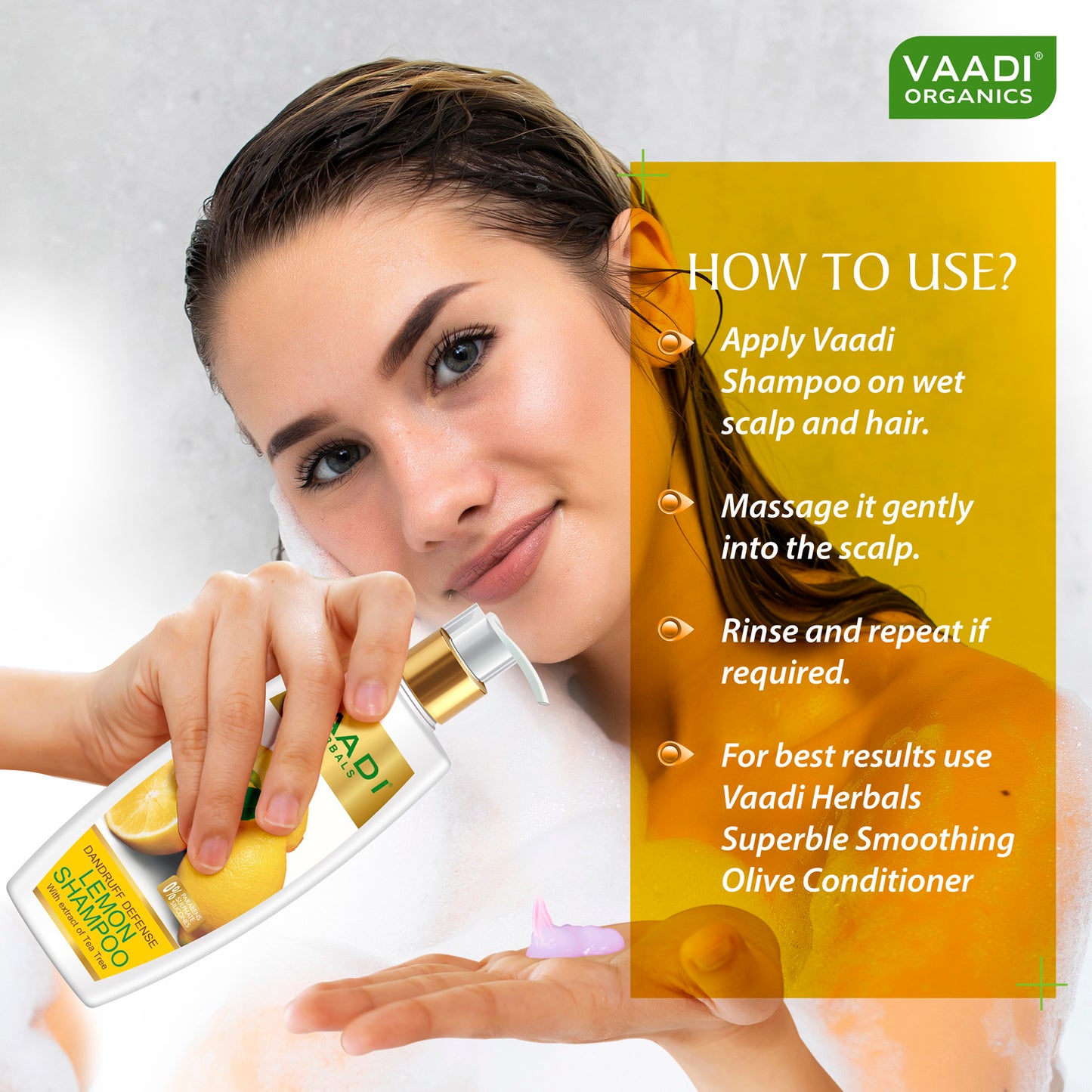Dandruff Defense Lemon Shampoo with Tea Tree Extract - Disinfects Scalp Prevents Hairfall (350 ml/ 12 fl oz)