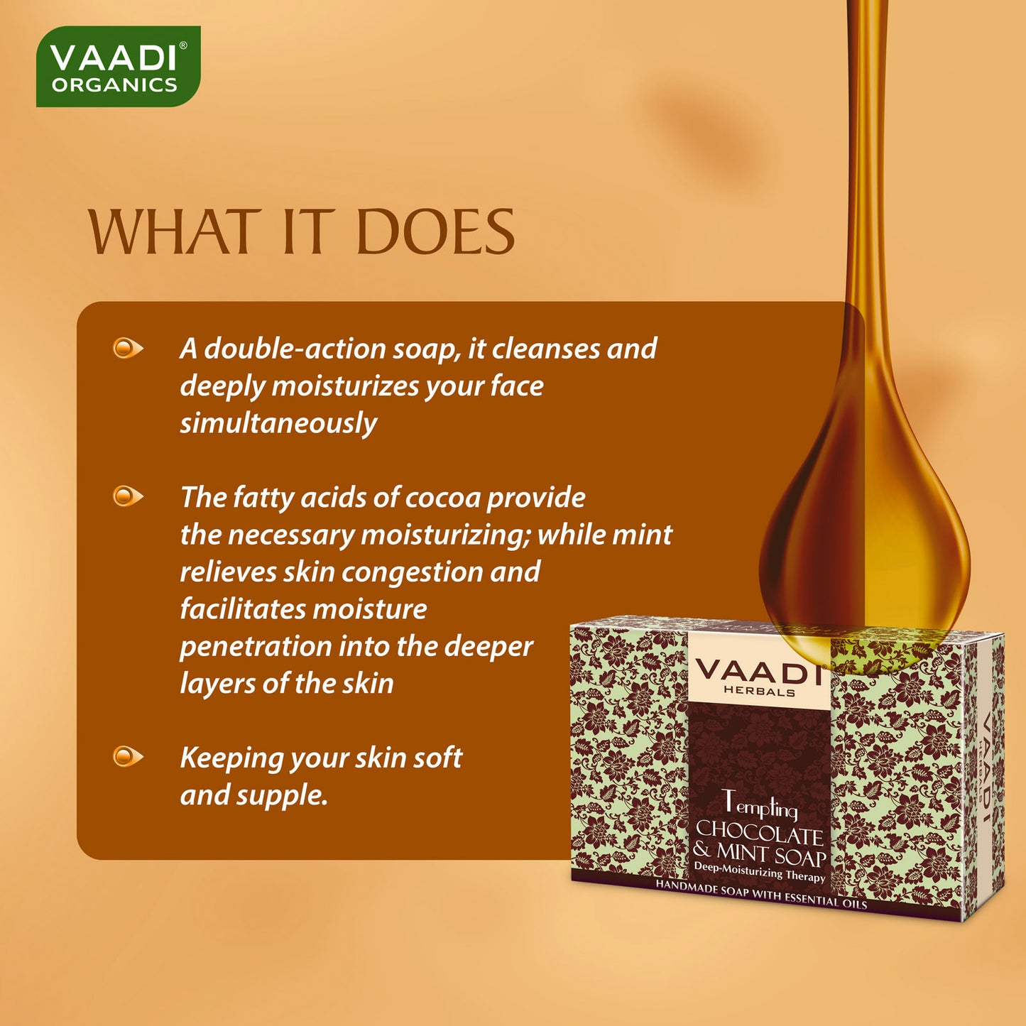 Tempting Chocolate & Mint Soap - Deep Moisturising Releives Irritated Skin ( 75 gms / 2.7 oz)