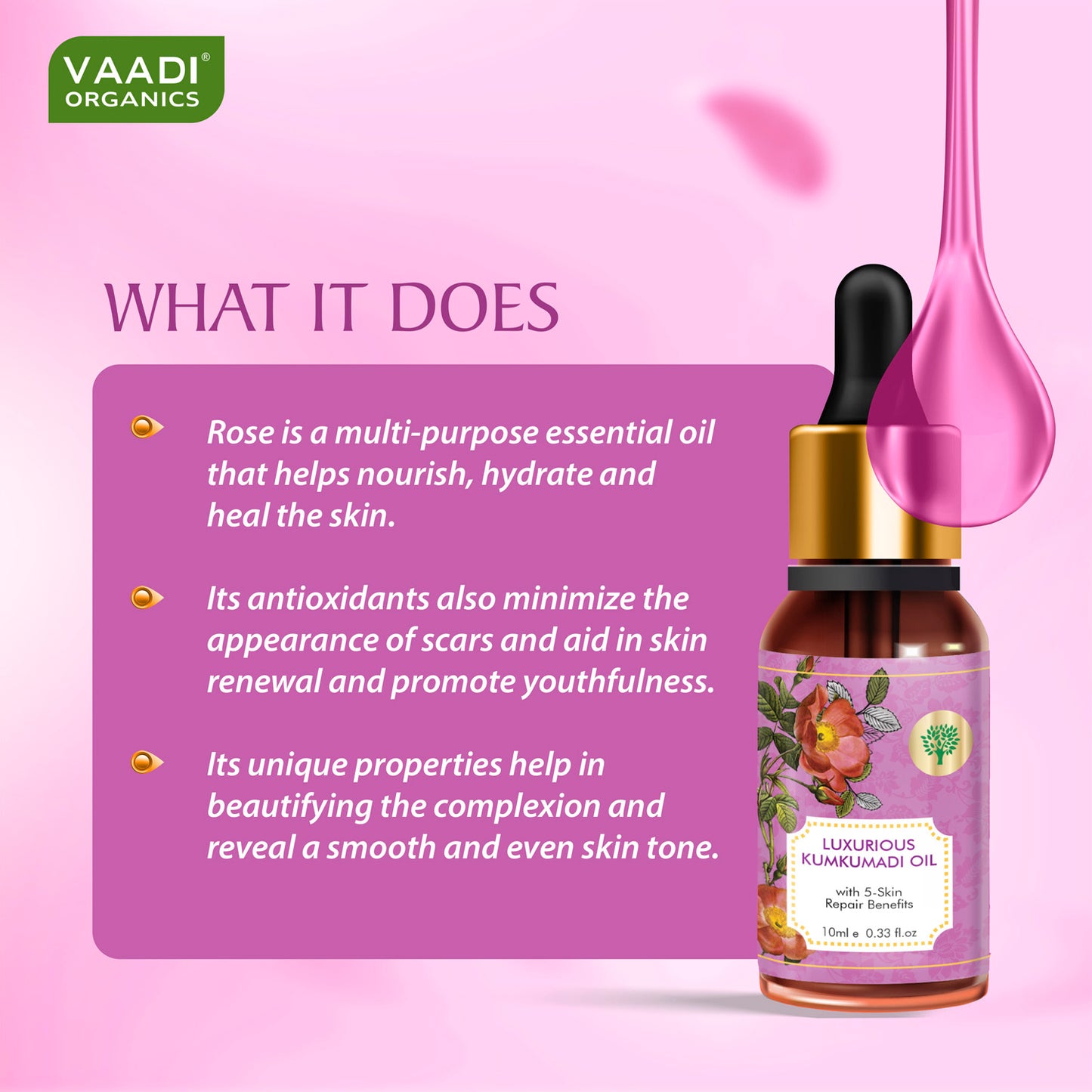 Luxurious Kumkumadi Oil (Pure Mix of Saffron, Sandalwood, Manjistha & Almond Oil) - Reduces Dark Circles, Pigmentation & Brightens Complexion (10 ml/ 0.33 oz)