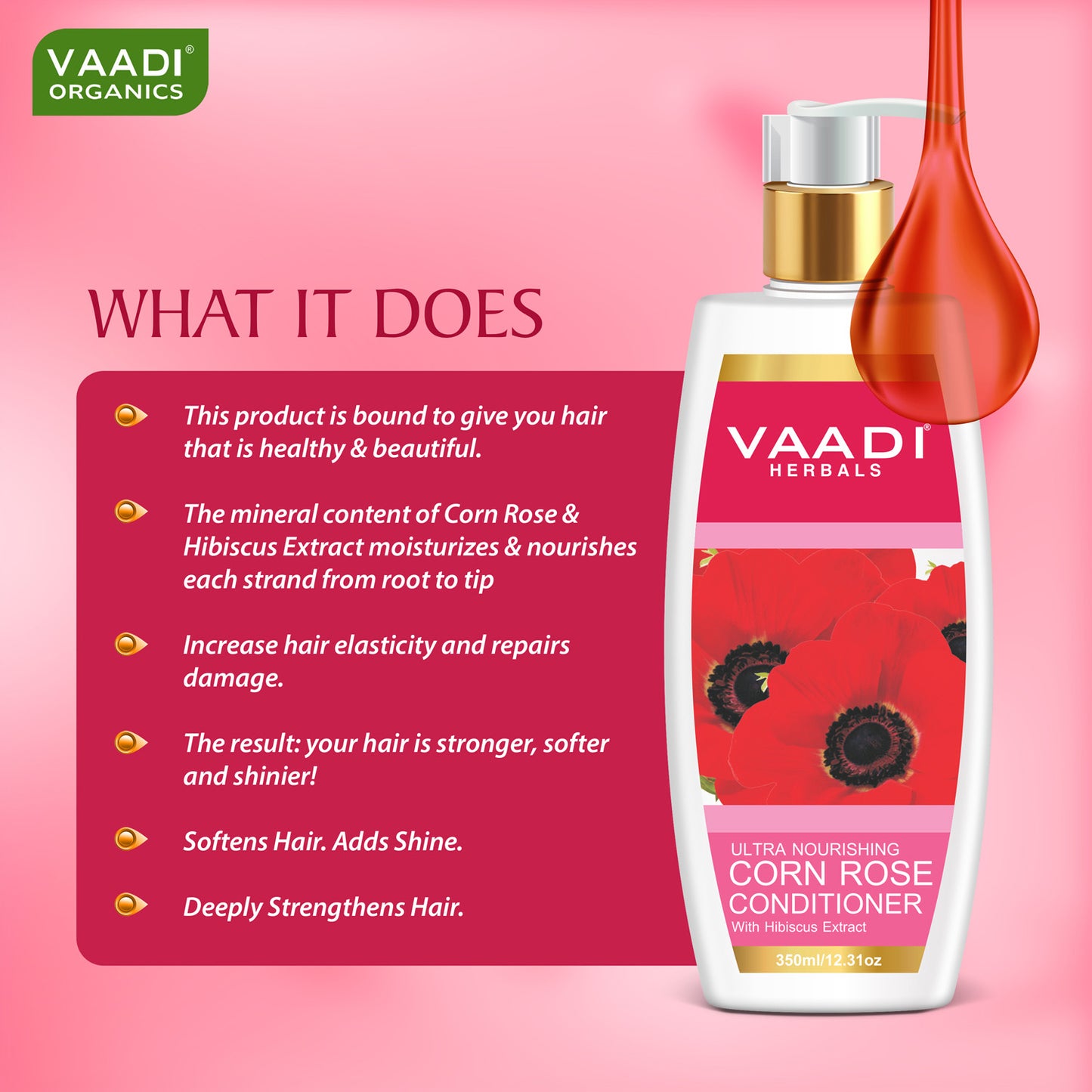 Hairfall & Damage Control Shampoo (Indian Gooseberry Extract) - Rich Corn Rose Conditioner with Hibiscus Extract (2 x 350 ml / 12 fl oz)