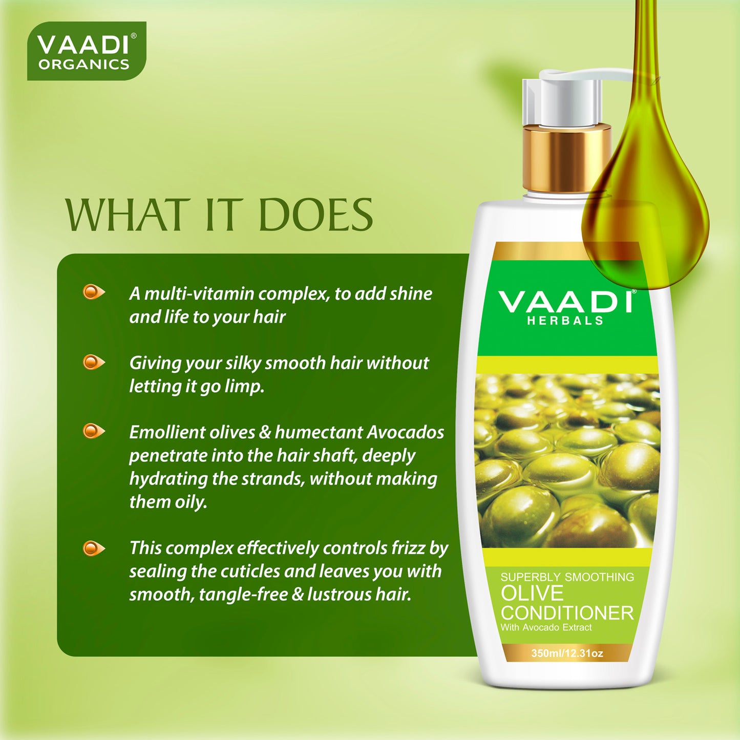 Multi Vitamin  Rich Olive Conditioner with Avocado Extract - Makes Hair Lustrous Adds Bounce to Hair (350 ml/ 12 fl oz)