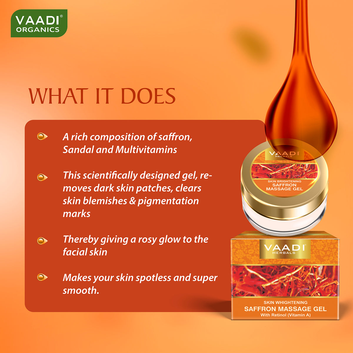 SKIN WHITENING SAFFRON MASSAGE GEL WITH RETINOL (VITAMIN A)(25 Gms)