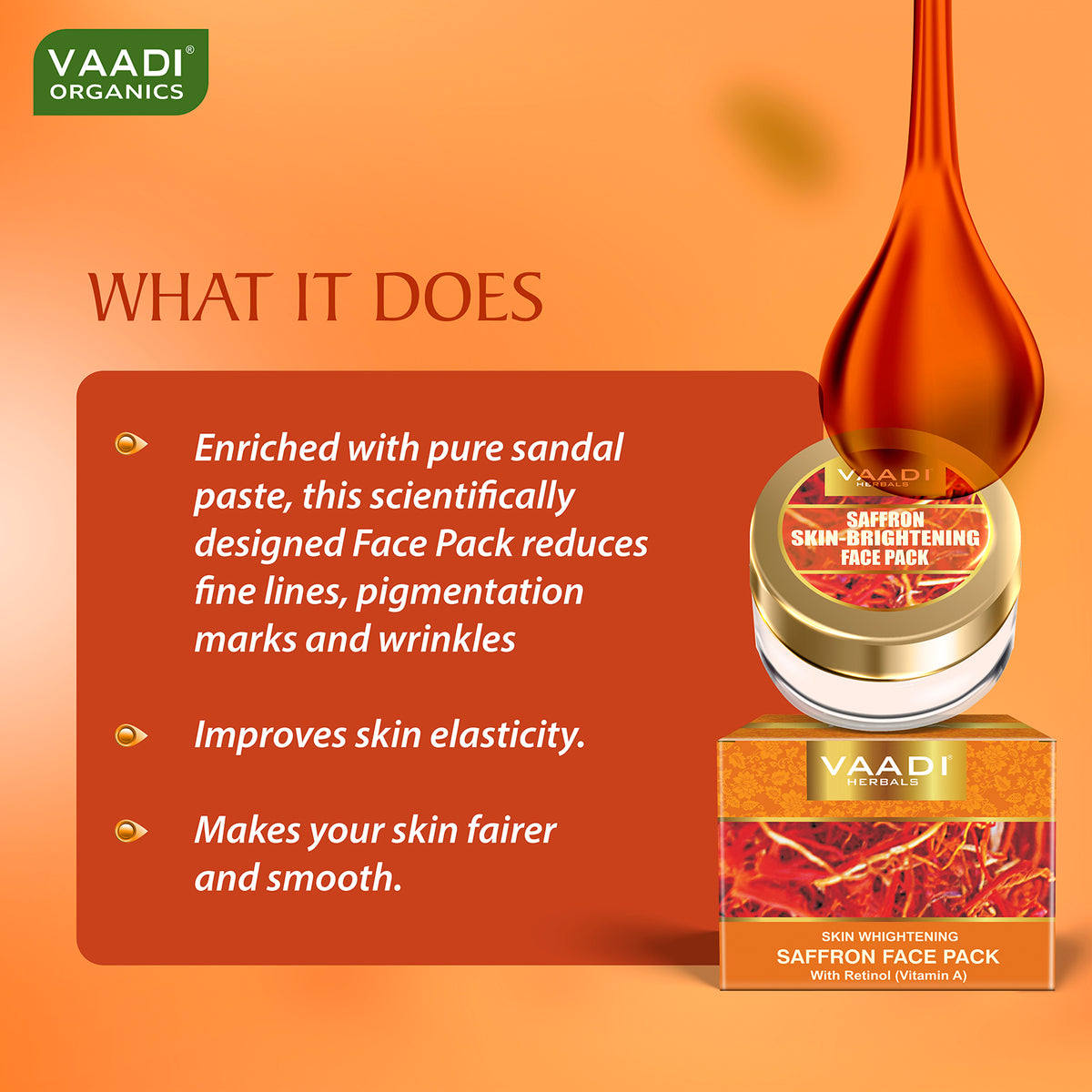 SAFFRON SKIN WHITENING FACE PACK WITH RETINOL (VITAMIN A) (35 gms/1.24 oz)