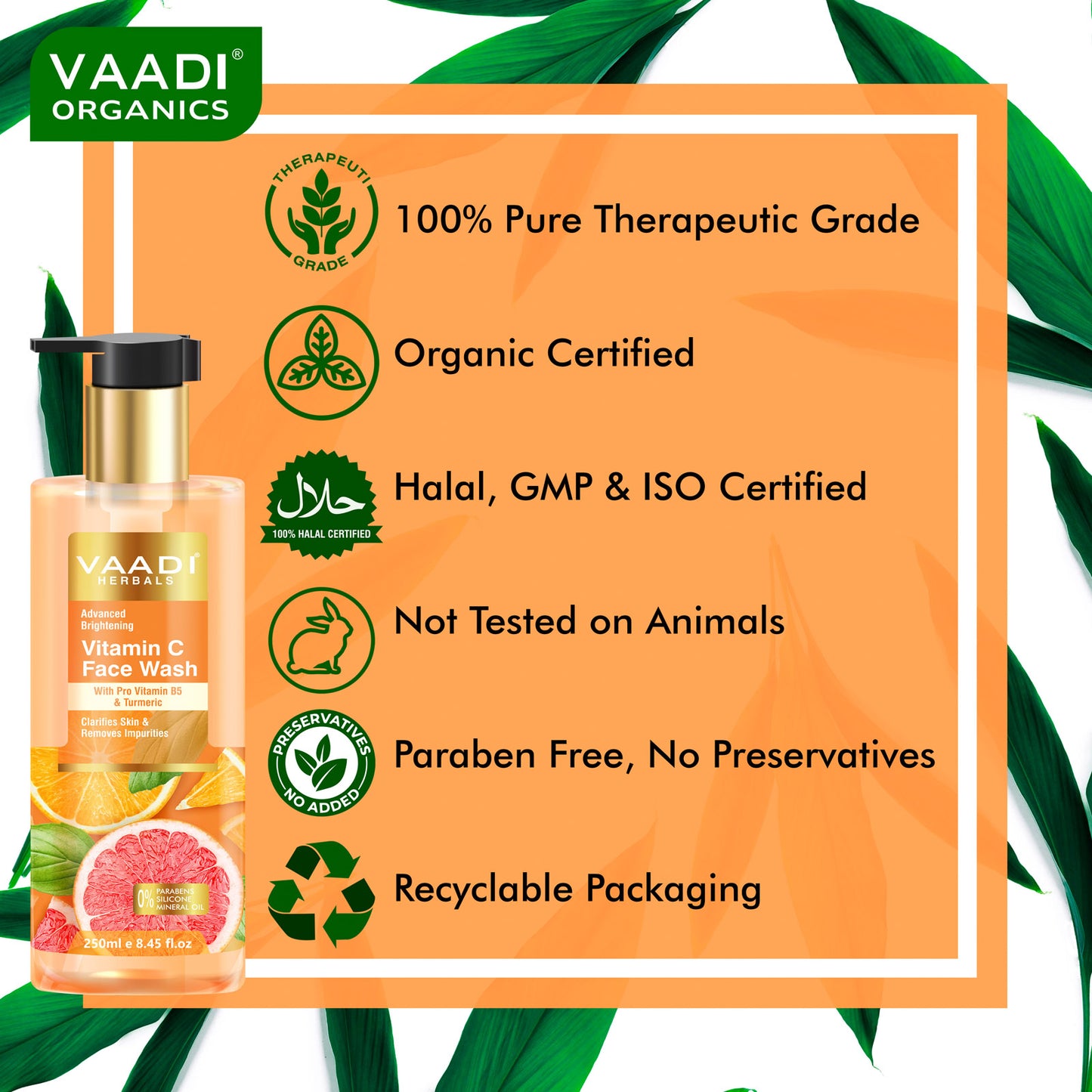 Advanced Brightening Vitamin C Face Wash With Pro Vitamin B5 & Turmeric (250 ml / 8.2 fl oz)