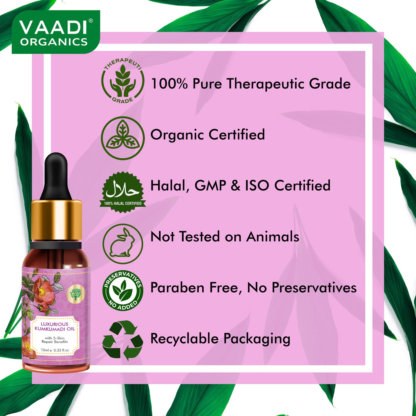 Luxurious Kumkumadi Oil (Pure Mix of Saffron, Sandalwood, Manjistha & Almond Oil) - Reduces Dark Circles, Pigmentation & Brightens Complexion (10 ml/ 0.33 oz)