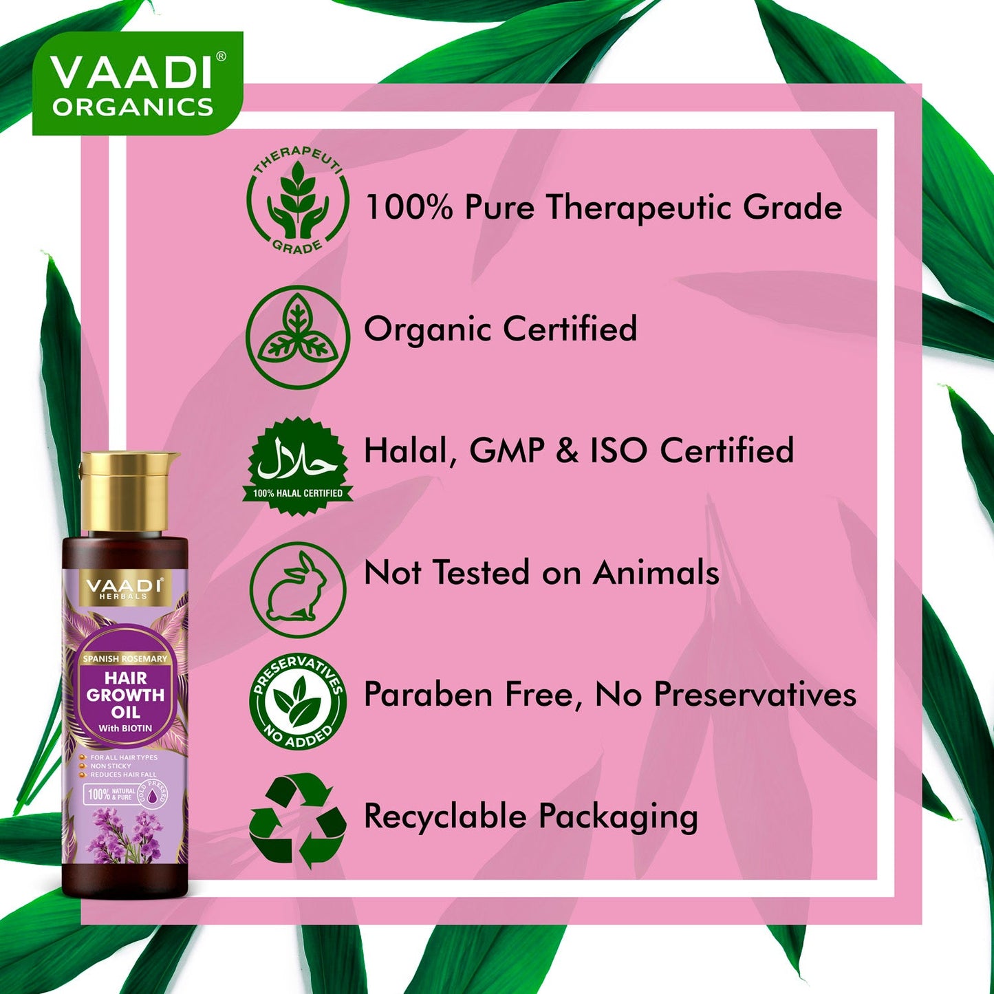 Spanish Rosemary Hair Growth Oil with Biotin-Promotes Hair Growth- Reduces Hair Fall-Strong Hair- Prevents Dandruff- For All Hair Types- (120 ml / 4.05 oz)