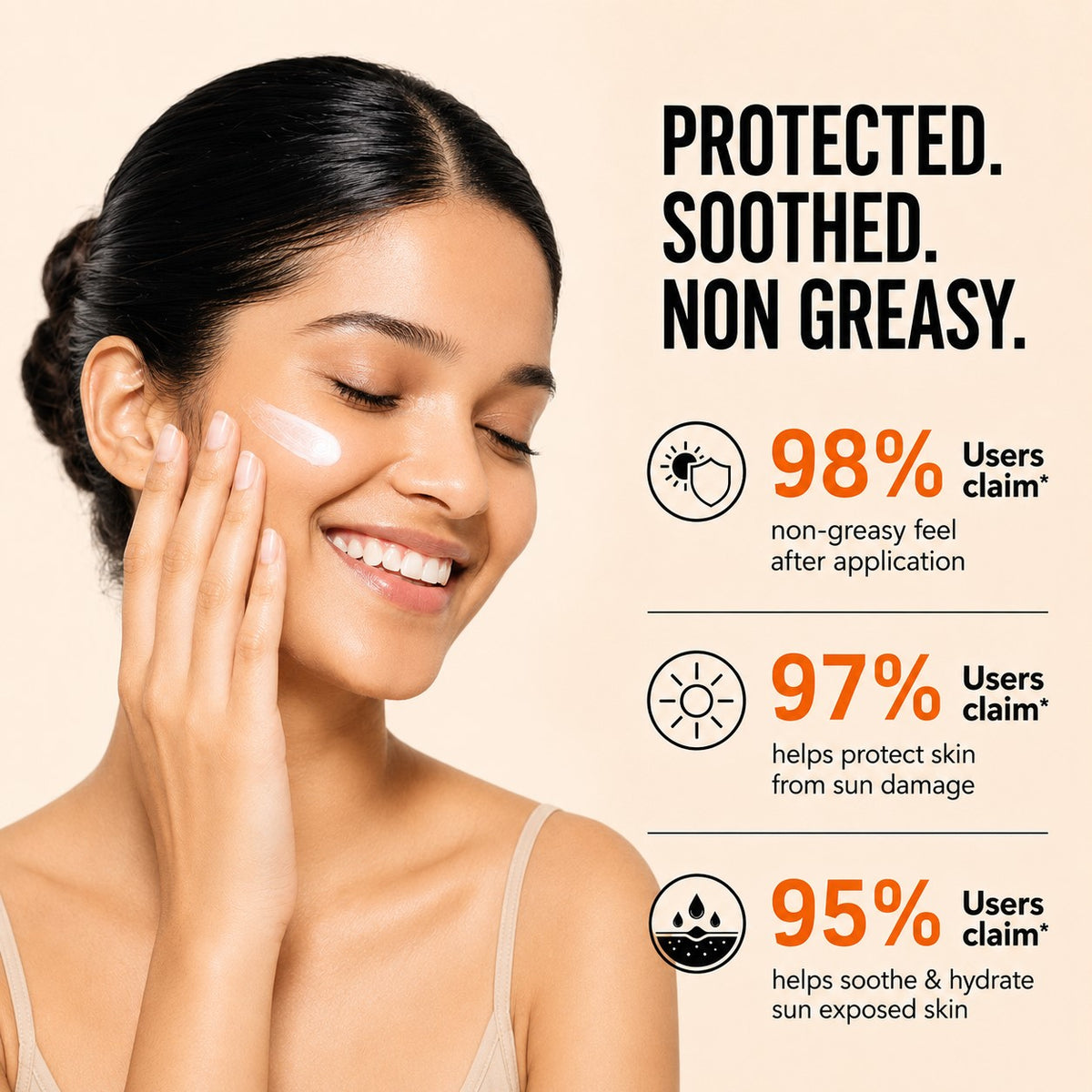 Sunscreen Lotion SPF 50 with Aloe Vera & Chamomile - Non Greasy - Long Lasting _ Soothes Burnt Skin (3 x 110 ml/ 4 fl oz)