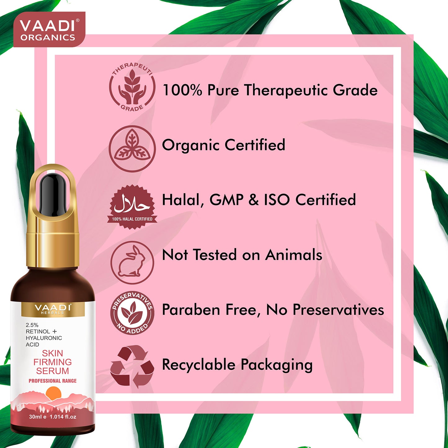 Organic Skin Firming Serum With 2.5% Retinol & Hyaluronic Acid (30 gms / 1.02 fl.oz)