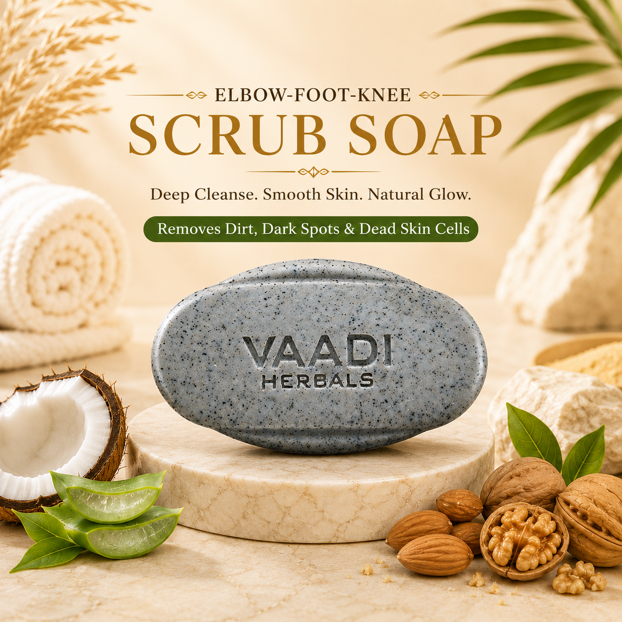 Elbow Foot Knee Scrub Soap with Almond & Walnut - Removes Dead Skin Makes Skin Soft (75 gms / 2.7 oz)