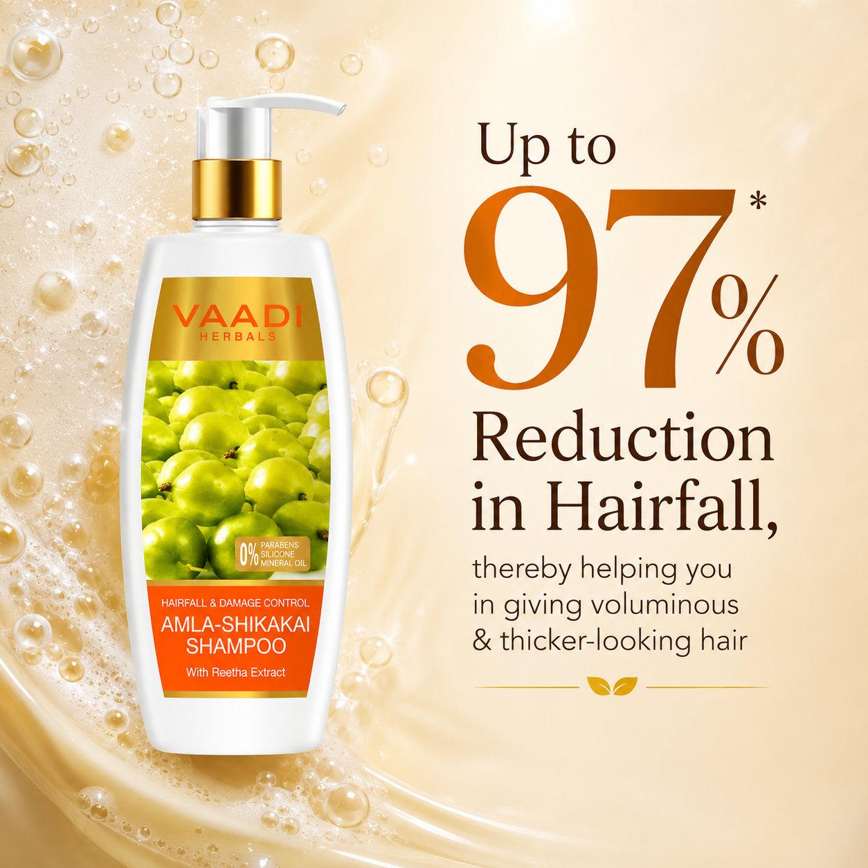 Hairfall & Damage Control amla shikakal Shampoo (Indian Gooseberry Extract) - Promotes Hair Growth Adds Shine to Hair (3 x 350 ml/12 fl oz)