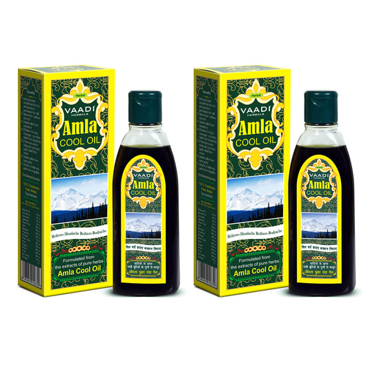 Organic Brahmi Amla Cool Oil - Strengthens and Nourishes Hair _ Relieves Stress - Promotes Sound Sleep (2 x 200ml/7 fl oz)