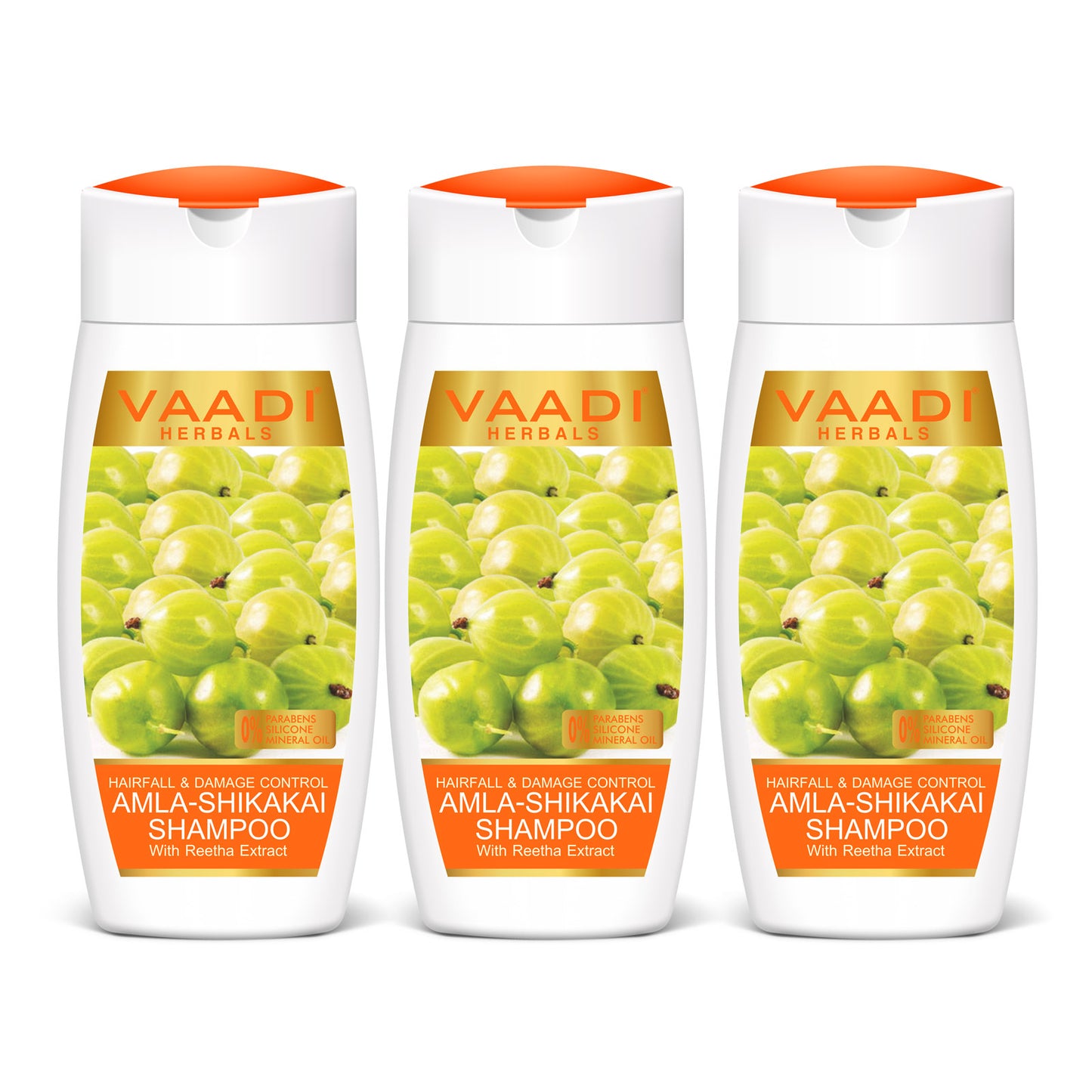 Hairfall & Damage Control amla shikakal Organic Shampoo (Indian Gooseberry Extract) - Promotes Hair Growth Adds Shine to Hair (3 x 110 ml/4 fl oz)