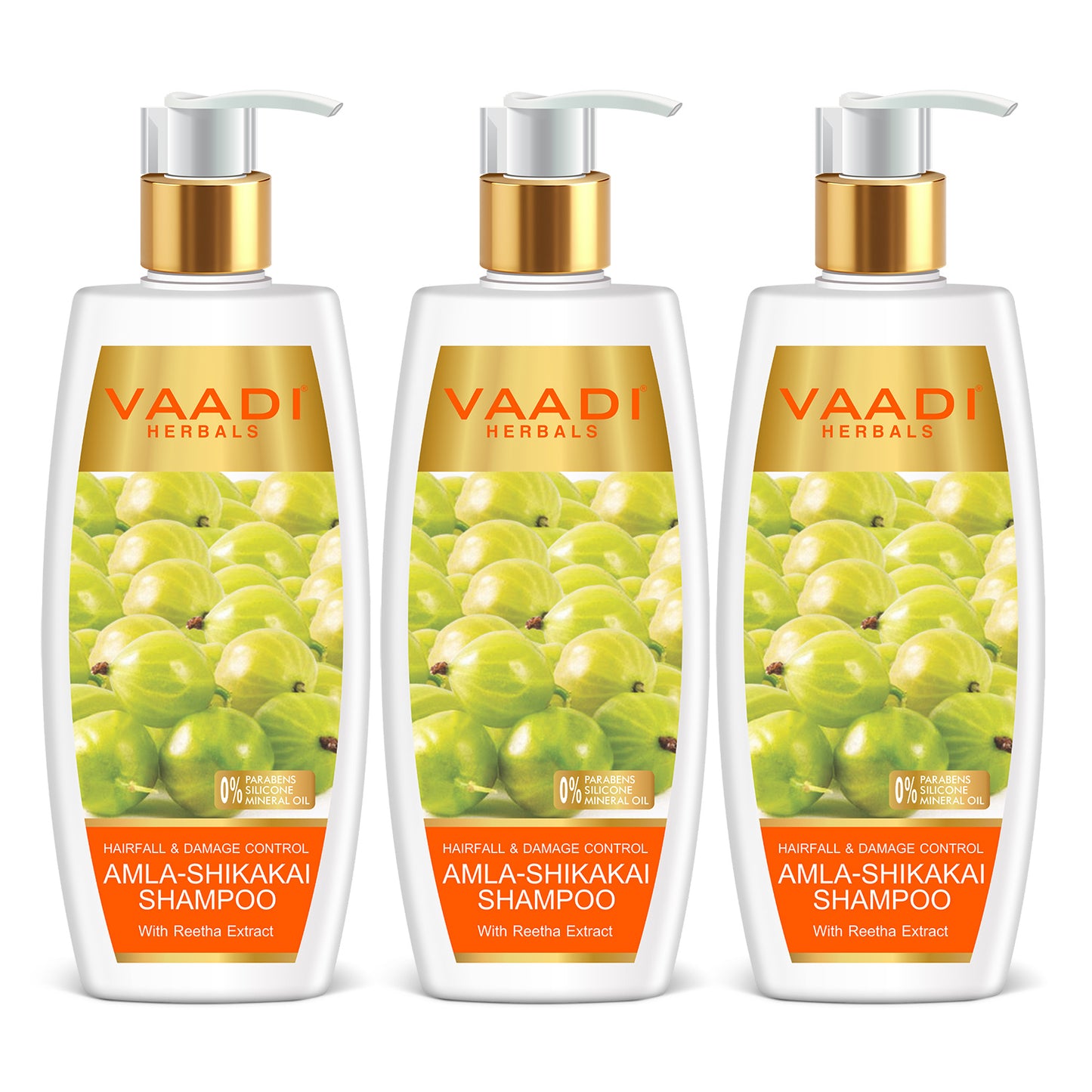 Hairfall & Damage Control amla shikakal Shampoo (Indian Gooseberry Extract) - Promotes Hair Growth Adds Shine to Hair (3 x 350 ml/12 fl oz)