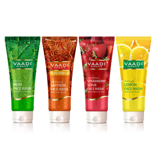 Assorted Pack of 4 Herbal Face Wash - With Tea tree extract  (4 x 60 ml / 2.1 fl oz)