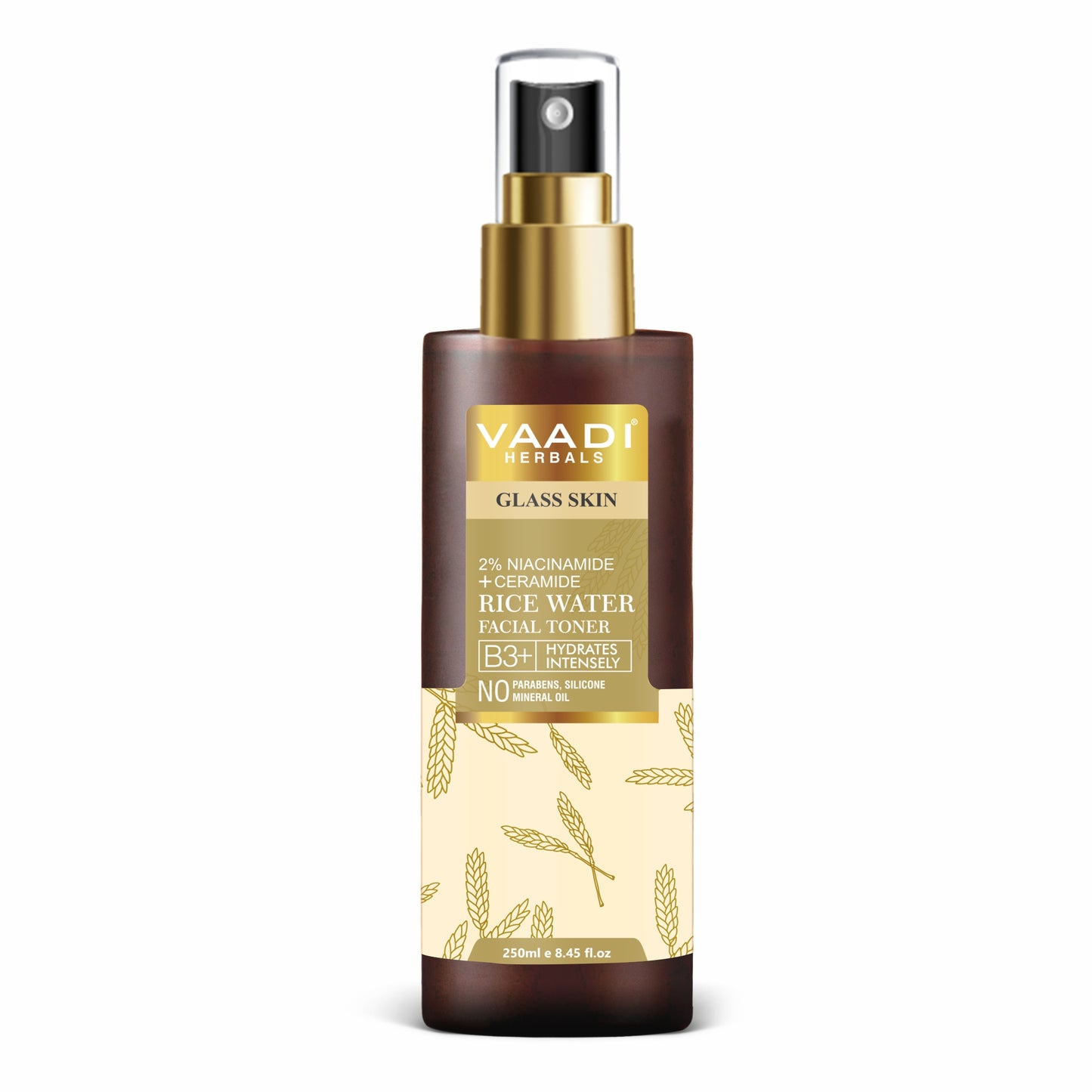 Vaadi Herbals 2% Niacinamide + Ceramide Rice Water Facial Toner - B3+ | Brightening| Pore-Tightening & Glass-Skin Hydration (250 ml / 8.2 fl oz)
