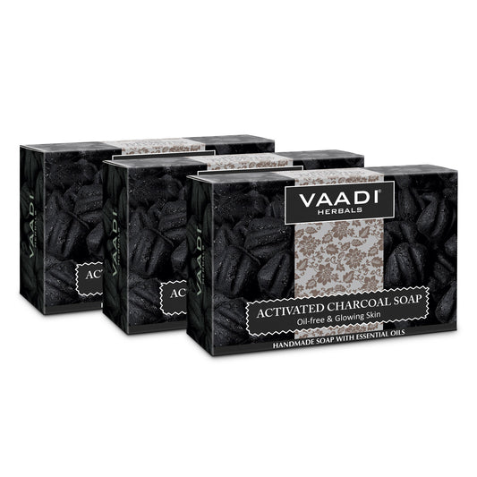 Pack of 3 Activated Charcoal Soap - Detoxifies Skin - Brighten The Skin Tone  (3 X 75 gms / 2.7 oz)
