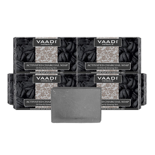 Pack of 6 Activated Charcoal Soap - Detoxifies Skin - Brighten The Skin Tone (6 X 75 gms / 2.7 oz)
