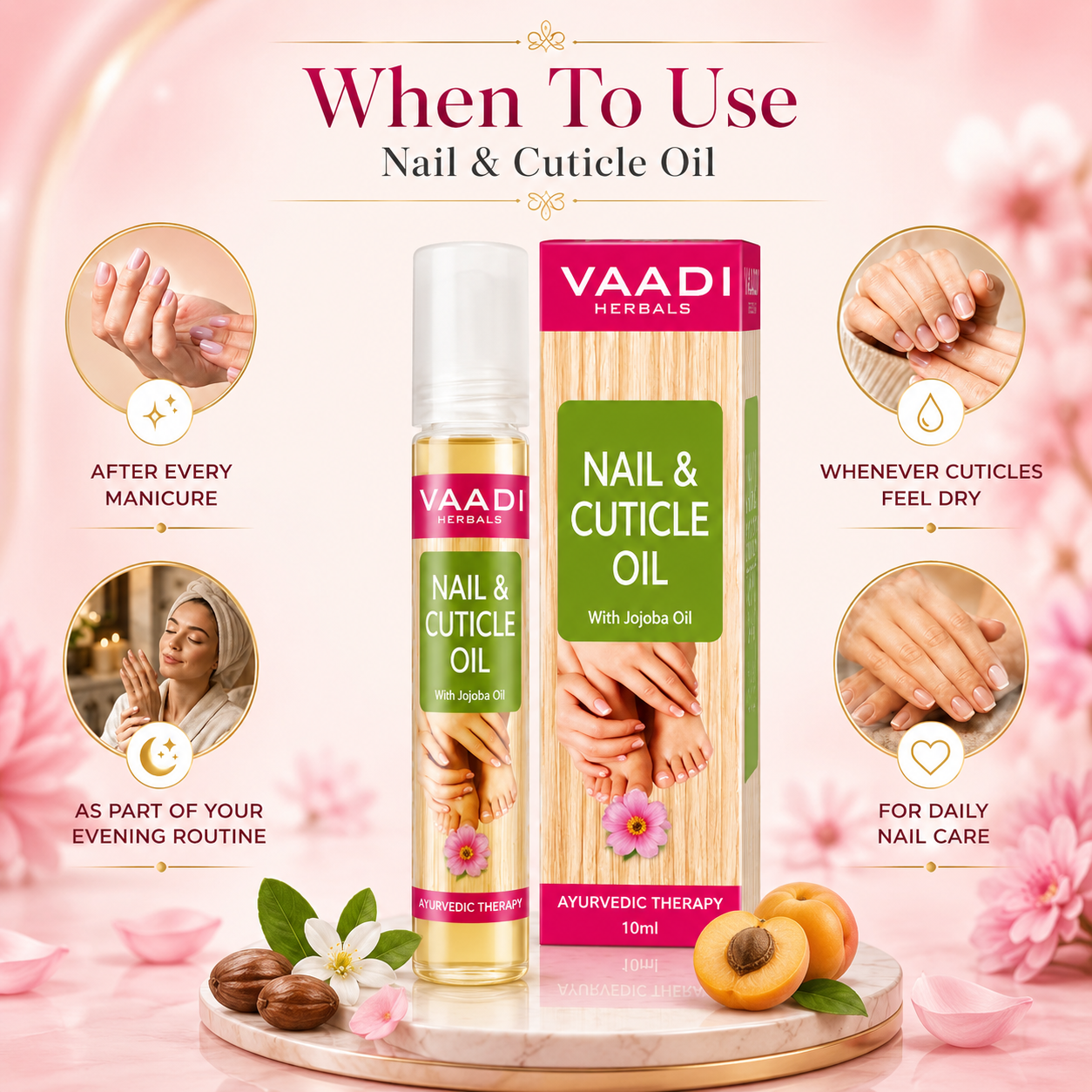 Nail & Cuticle Oil with Jojoba Oil - Heals Redness & Pain - Strengthens Thin & Brittle Nails (10 ml/ 0.4 fl oz)