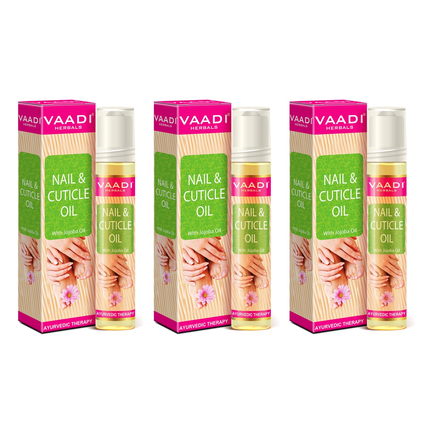 Nail & Cuticle Oil with Jojoba Oil - Heals Redness & Pain - Strengthens Thin & Brittle Nails (3 x 10 ml/ 0.4 fl oz)