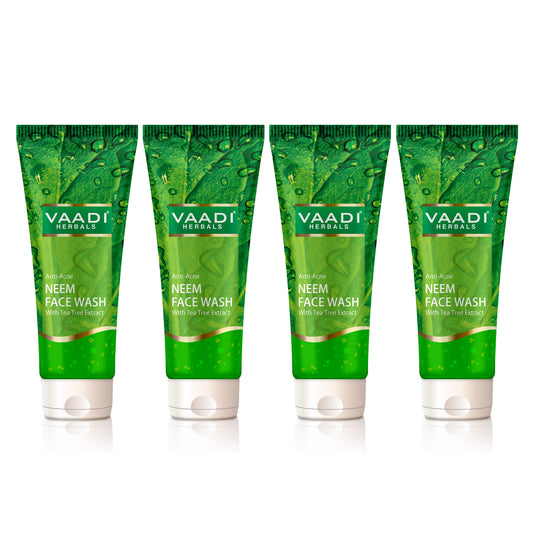Anti Acne Neem Face Wash with Tea Tree Extract - Controls Acne Heals Skin ( 4 x 60 ml/2.1 fl oz)