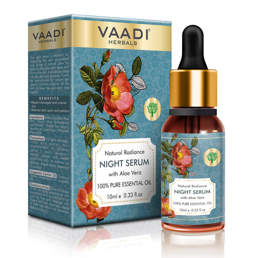 Natural Radiance Night Serum with Aloe Vera - Reduces Dark Spots & patches, Repairs Damaged & Uneven Skin (10 ml/ 0.33 oz)