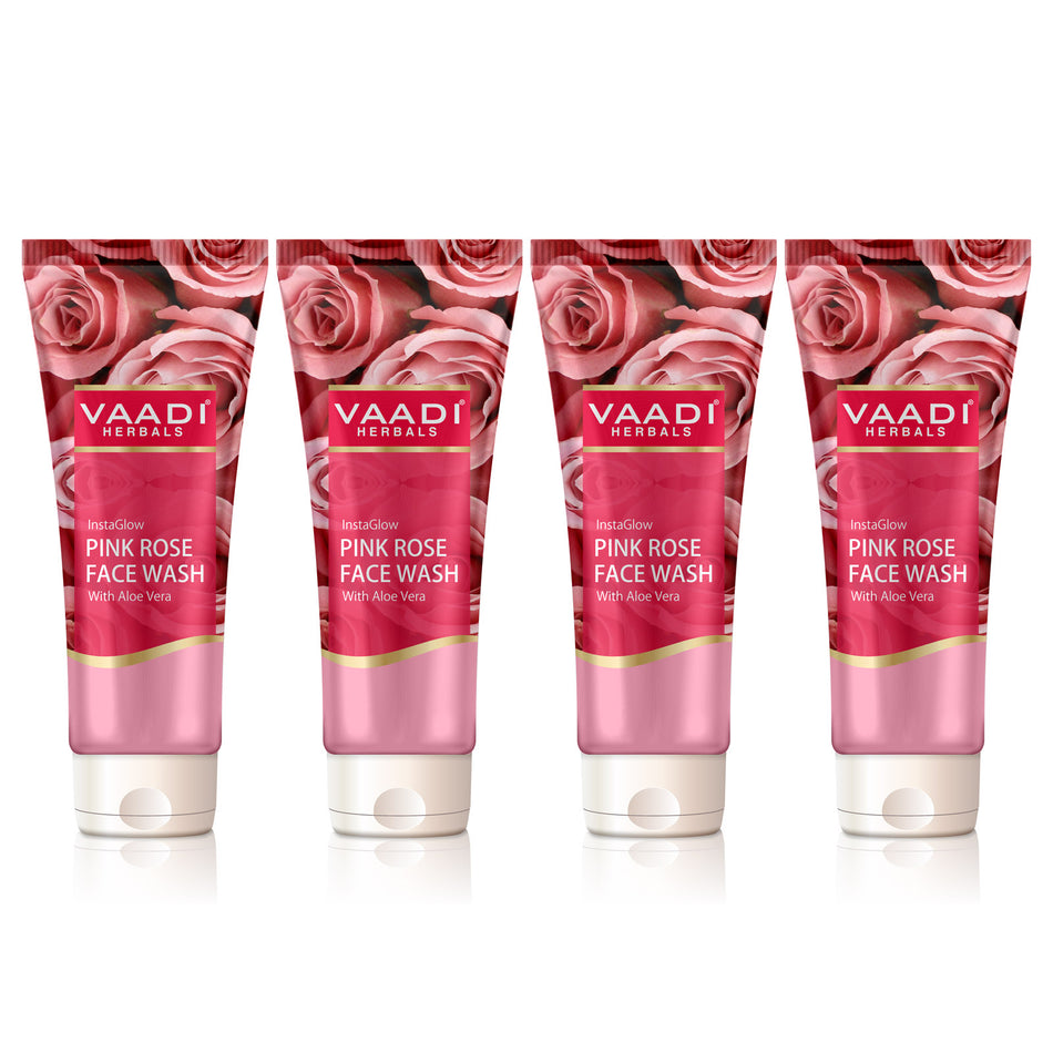 Pack of 4 Insta Glow Pink Rose Face wash with Aloe vera extract (60 ml x 4)