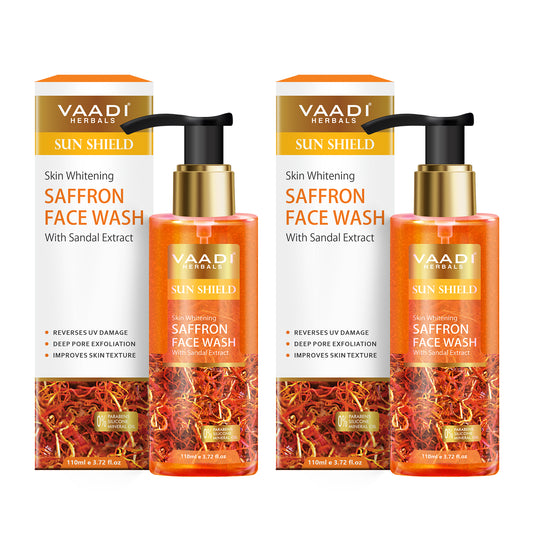 Pack of 2 Skin Whitening Saffron Face Wash With Sandal Extract ( 2 x 110 ml /3.72 fl oz)