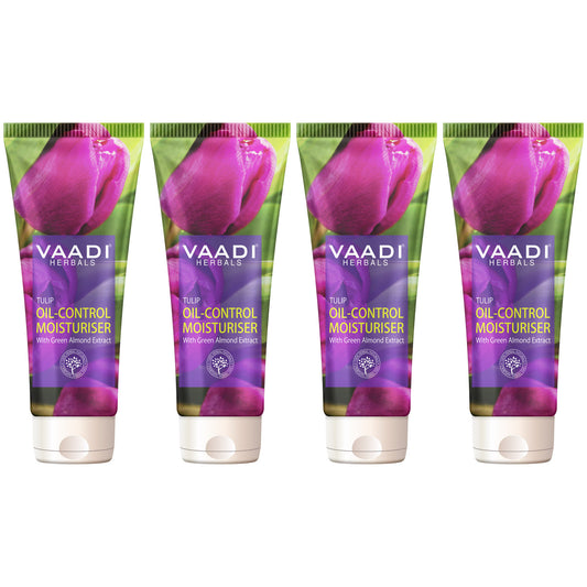 Tulip Oil Control Moisturiser with Green Almond Extract - Keeps Skin Oil Free - Makes Skin Feathery Soft (4 x 60 ml/ 2.1 fl oz)