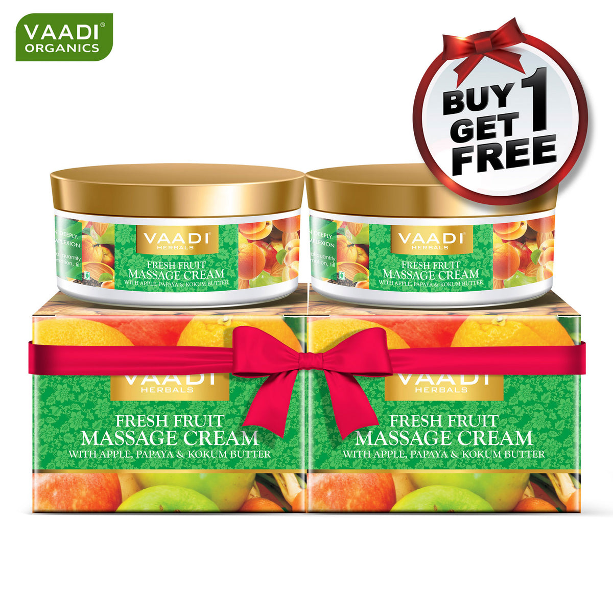 Organic Fresh Fruit Massage Cream with Apple, Papaya & Ko...