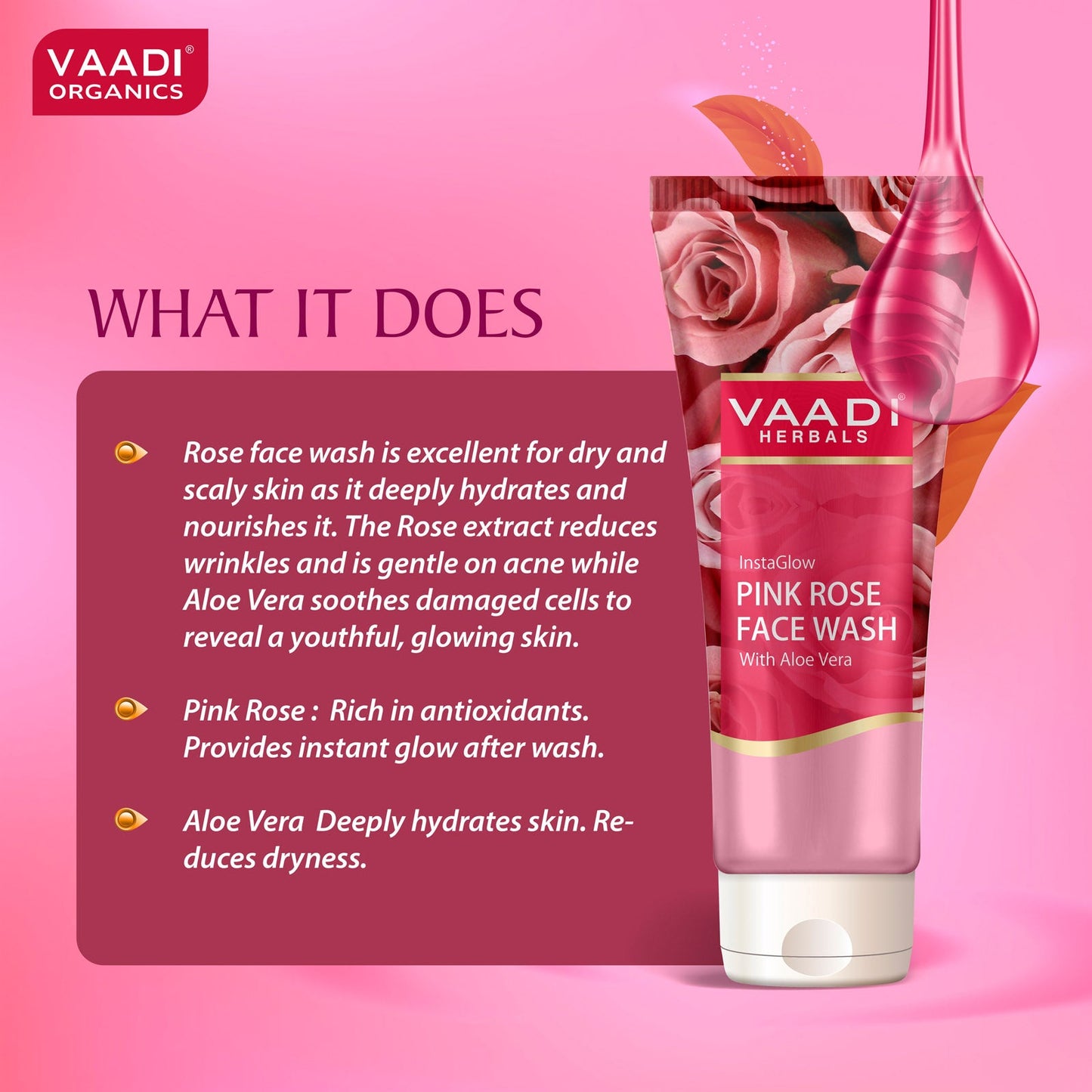 Insta Glow Pink Rose Face wash with Aloe vera extract (60 ml)