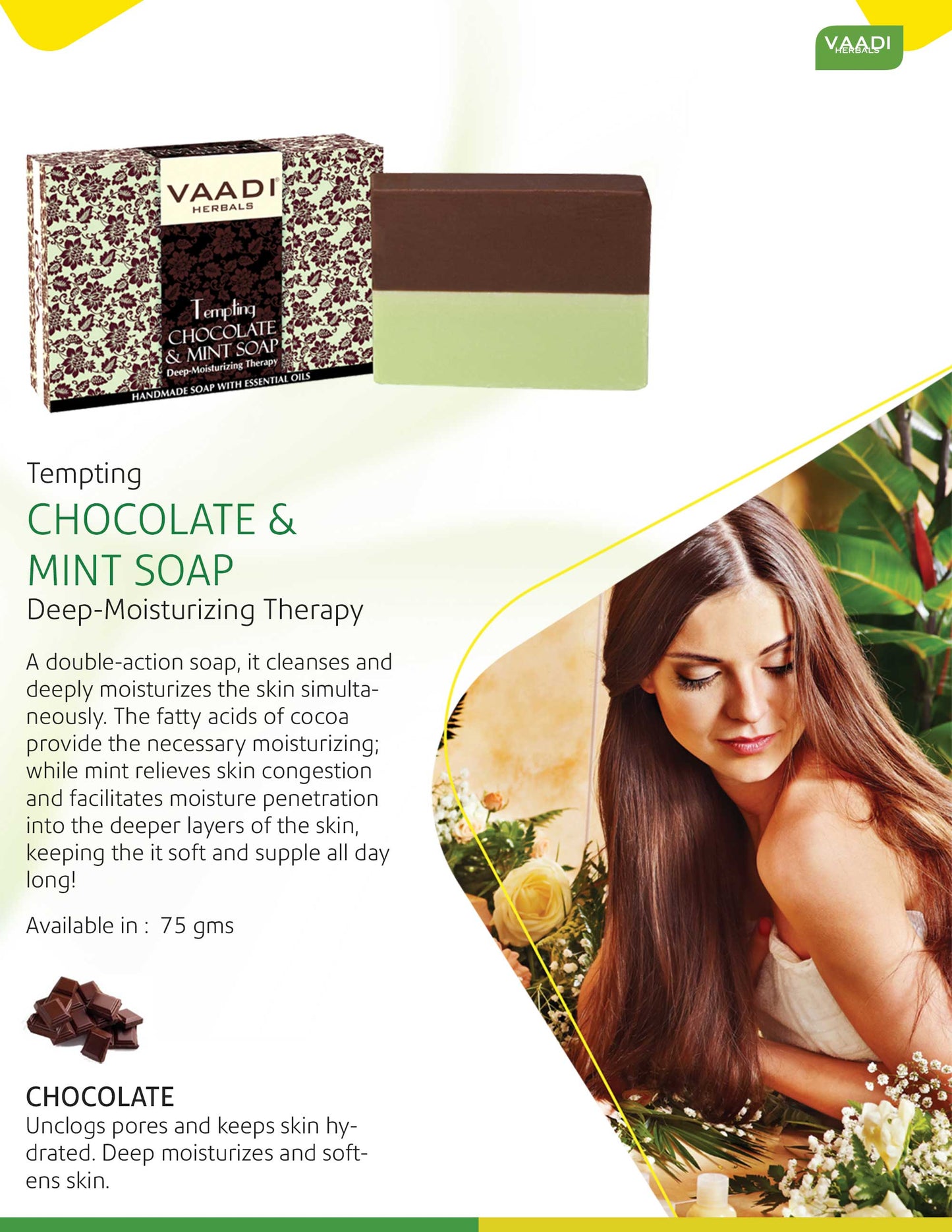 Tempting Chocolate & Mint Soap - Deep Moisturising Releives Irritated Skin ( 75 gms / 2.7 oz)