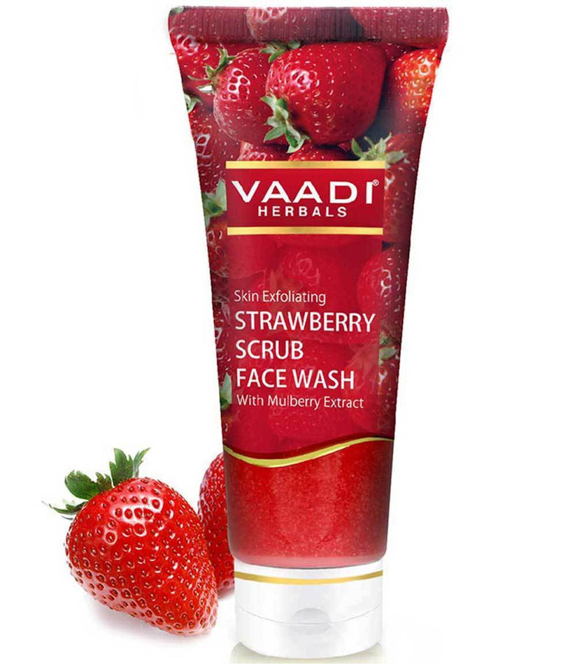 Skin Exfoliating Organic Strawberry Scrub Face Wash with Mulberry Extract 