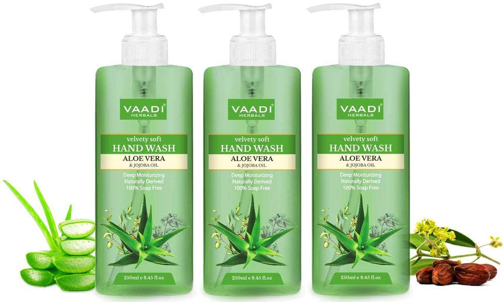 Velvety Soft Organic Aloe Vera & Jojoba Oil Hand Wash (3 x 250 ml / 8.5 fl oz )