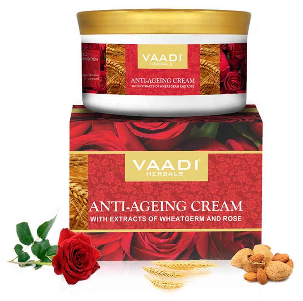 Organic Anti Ageing Cream with Extracts of Wheatgerm And Rose Almond, Wheatgerm  Boosts Collagen & Delays Wrinkles Keeps Skin Soft & Youthful (150 gms / 5.3 oz)