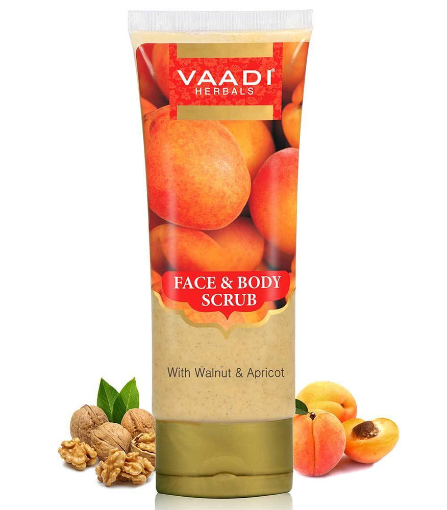 Organic Face & Body Scrub with Walnut & Apricot  Exfoliates & Unclogs Pores Keeps Skin Youthful ( 110 gms / 4 oz)