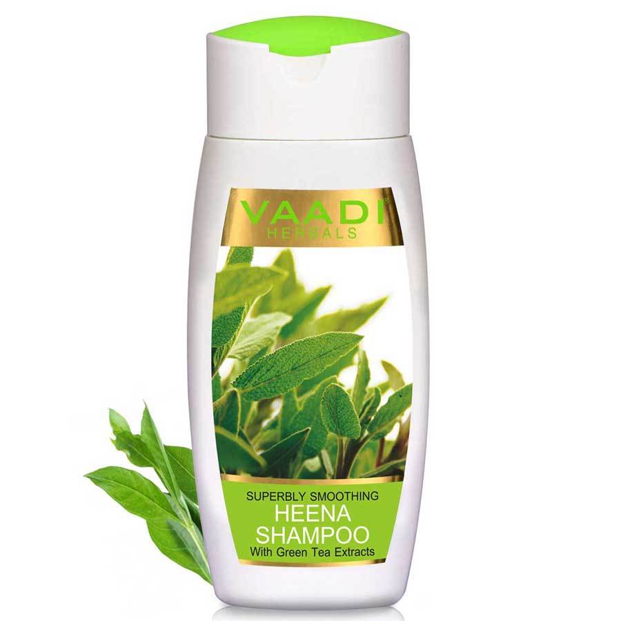 Superbly Smoothing Organic Heena Shampoo with Green Tea Extract  Controls Dry Frizzy Hair Strengthens Hair (110 ml/4 fl oz)