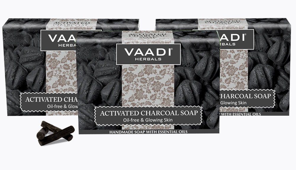 Pack of 3 Activated Charcoal Soap  Detoxifies Skin  Brighten The Skin Tone  (3 X 75 gms / 2.7 oz)