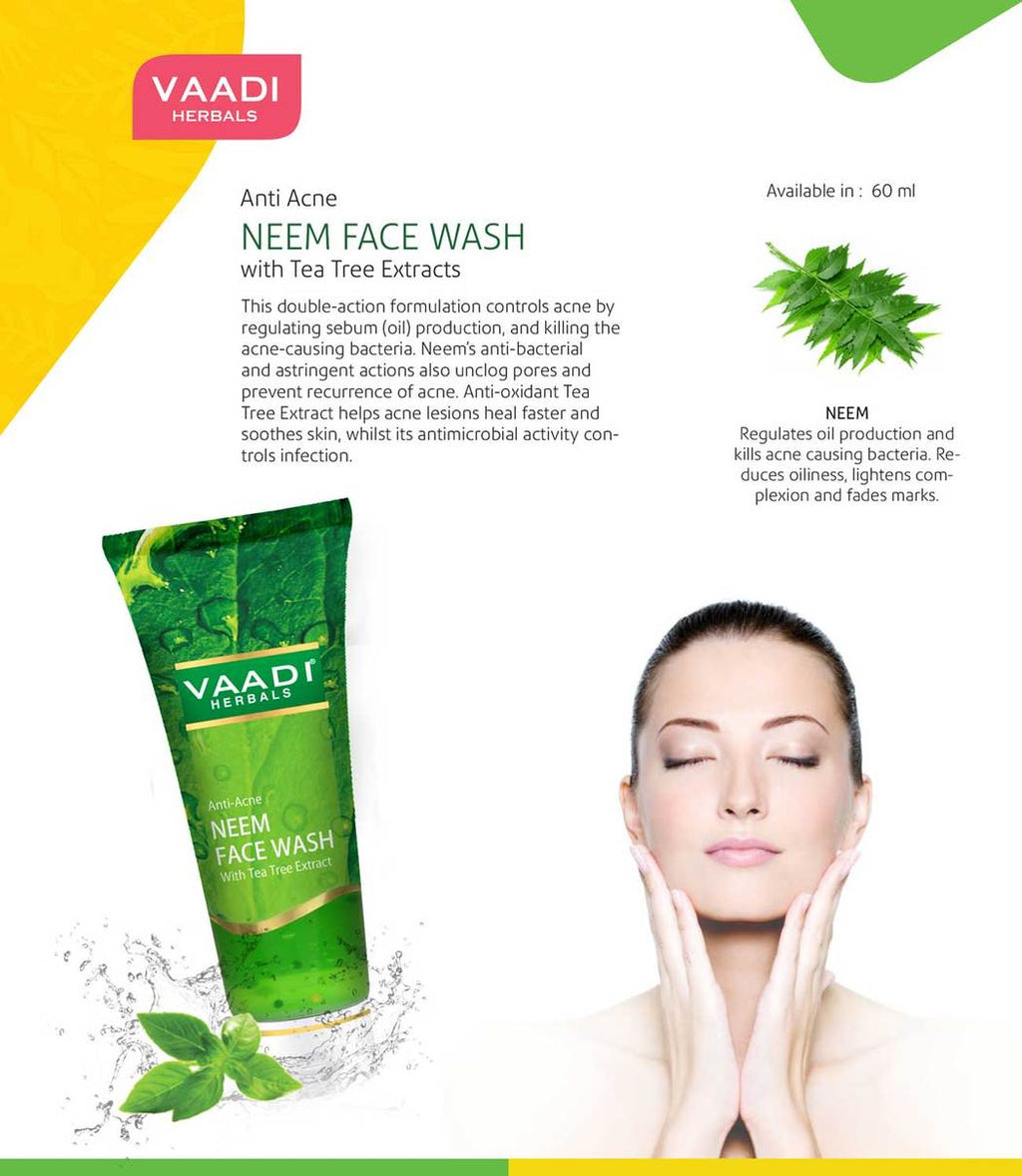 Anti Acne Organic Neem Face Wash with Tea Tree Extract 
