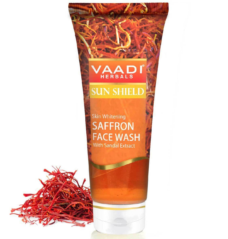 Skin Whitening Organic Saffron Face Wash with Sandalwood  Protects Skin from Sun  Lightens Pigmentation (60 ml/2.1 fl oz)