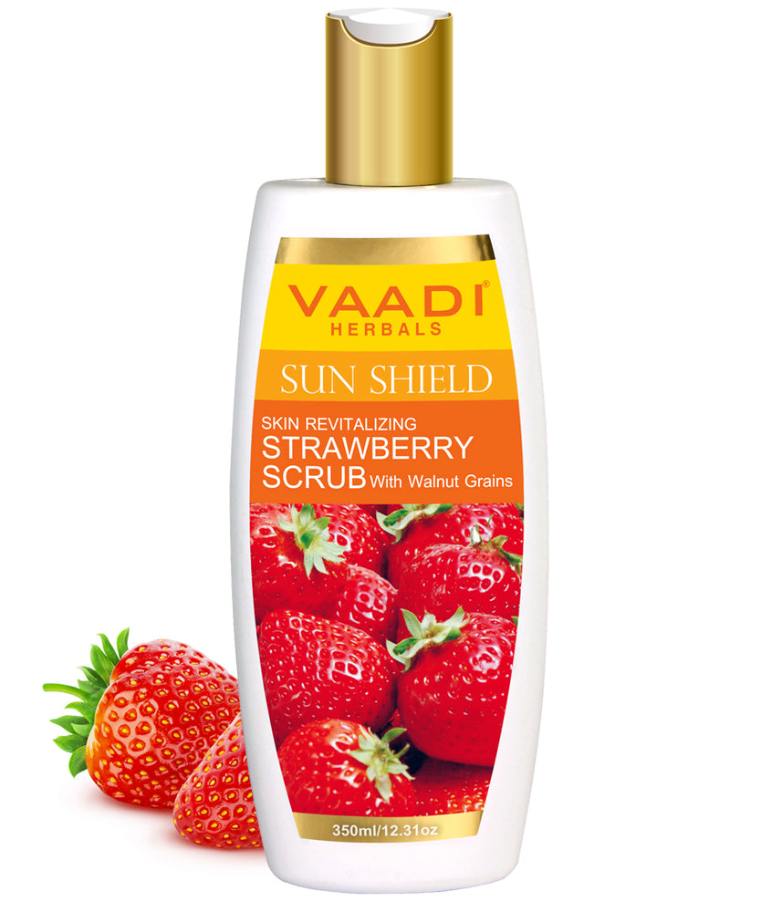 Organic Strawberry Scrub Moisturising Lotion with Walnut Grains Lightens Skin Tone  Reduces Pigmentation _ Removes Dead Cells (350 ml/ 12 fl oz)
