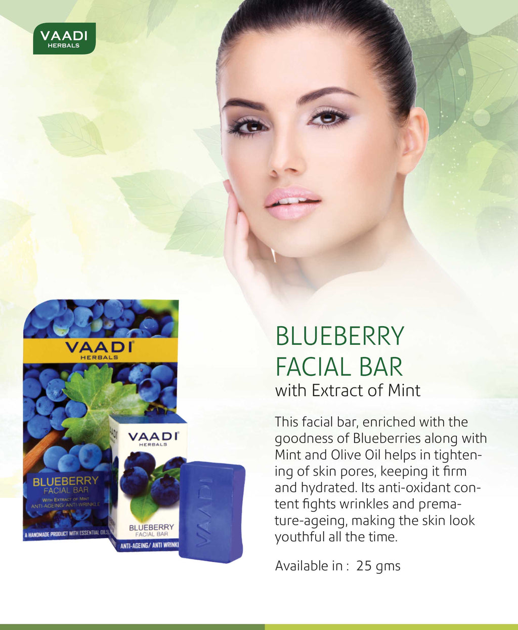 Organic Blueberry Facial Bar with Mint Extract & Olive Oil 