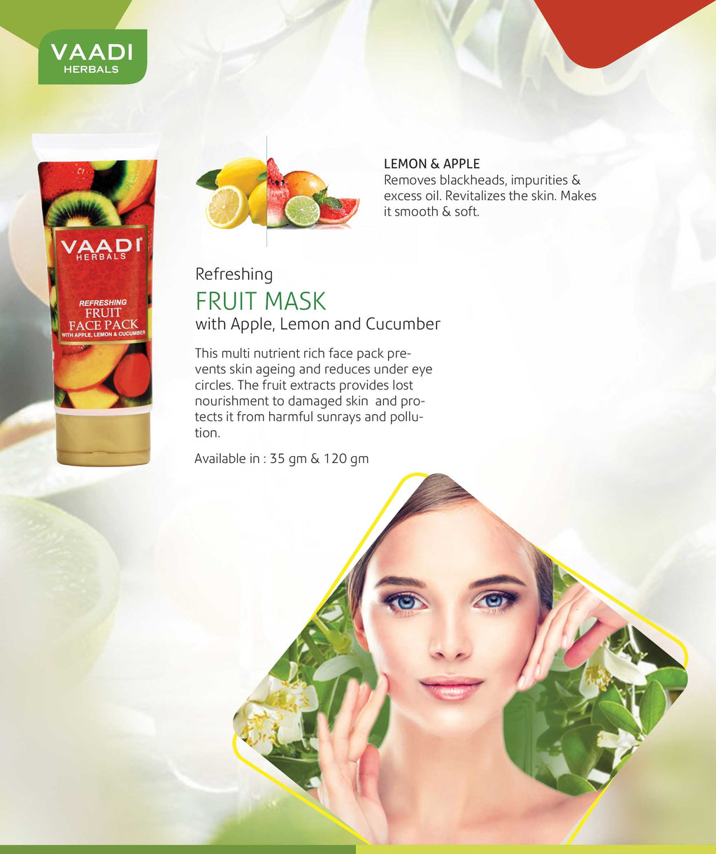 Refreshing Organic Fruit Face Pack with Apple, Lemon & Cucumber 